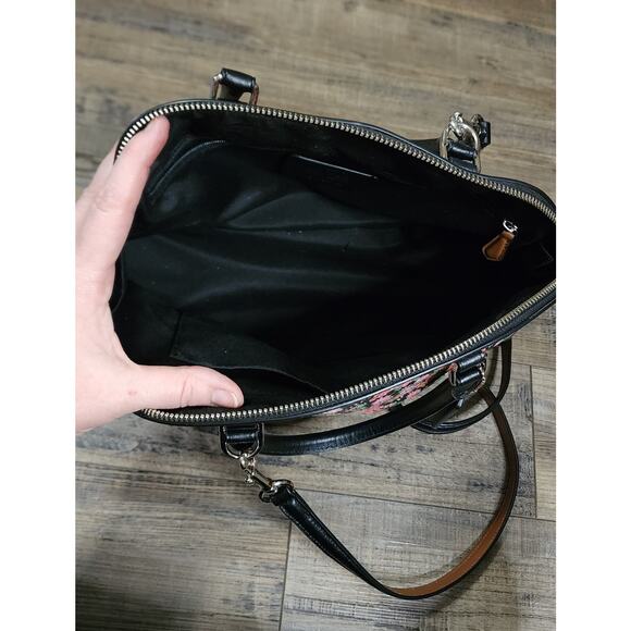 NWOT Coach Posey Cluster Floral Sierra Satchel Black/Pink # F57622 - Picture 6 of 12